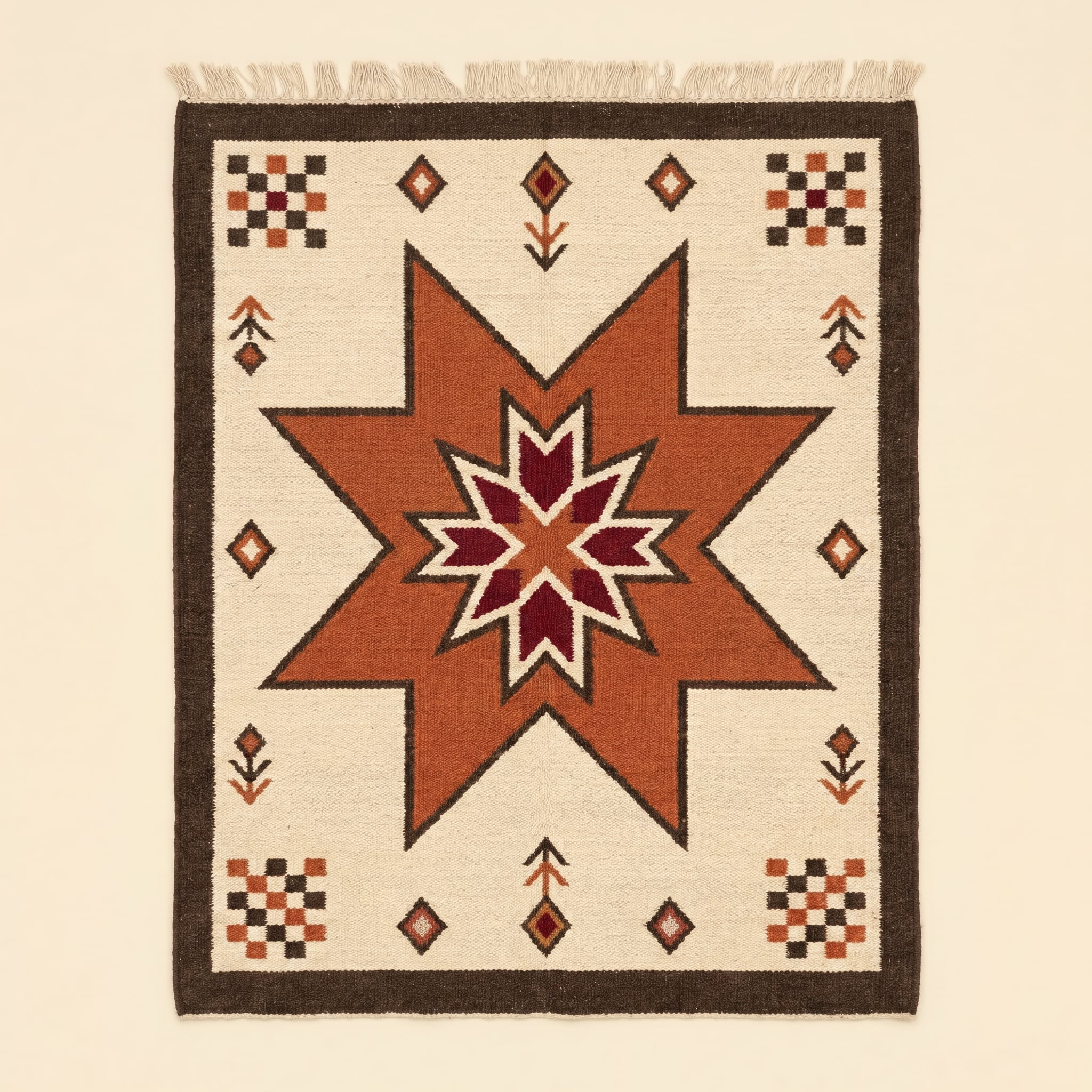 Tapis Talwit tissé par Fatima à Ghardaïa, motifs Étoile à huit branches