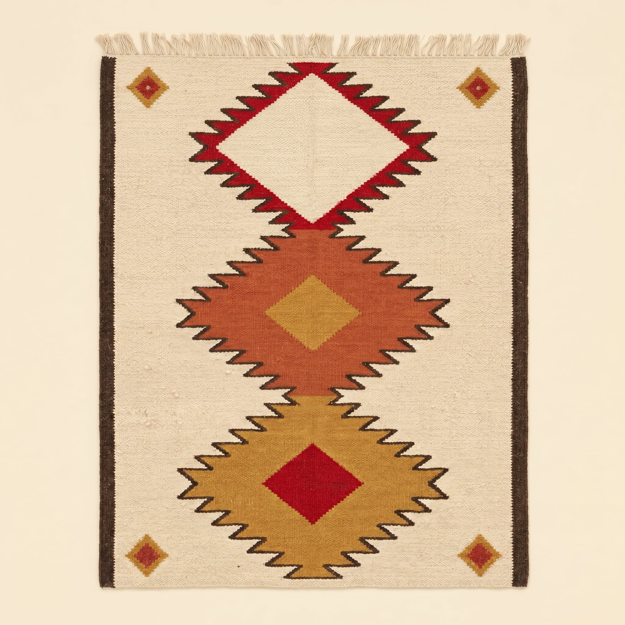 Tapis Tislit tissé par Zohra à Melika, motifs Diamant & dents de scie